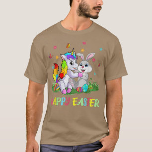 Camiseta Happy Easter Unicorn Bunny Girls Kids Easter Eggs 
