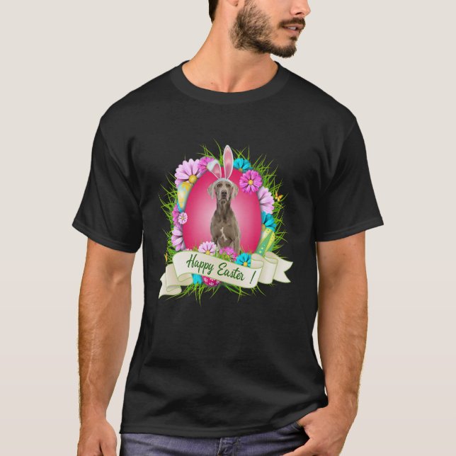 Camiseta Happy Easter Weimaraner Wearing Bunny Ear Eggs Coo (Anverso)