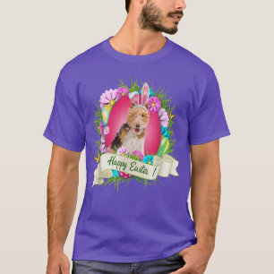 Camiseta Happy Easter Wire For Terrier Wearing Bunny Ear Eg