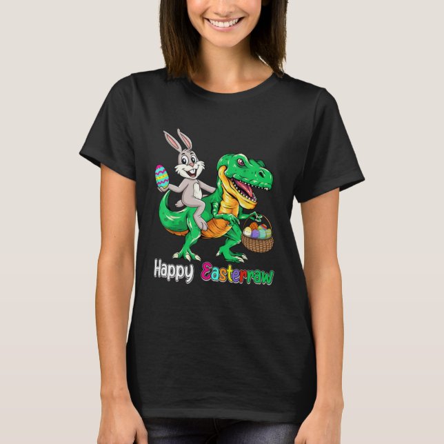 Camiseta Happy Eastrawr Rex Dinosaur Easter Bunny Egg Kids  (Anverso)