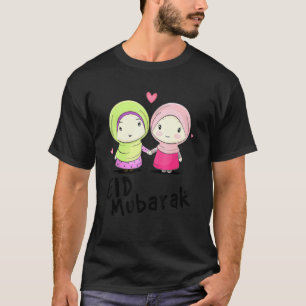 Camiseta Happy Eid Mubarak Calligraphy With Hijab Muslim Gi