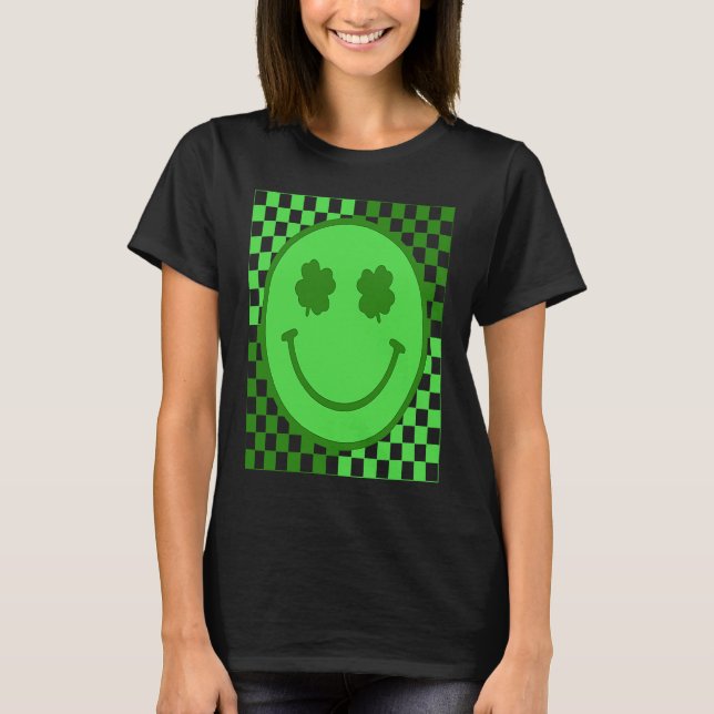 Camiseta Happy Face Checked Shamrock Green C Boy Girl (Anverso)