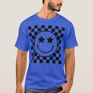 Camiseta Happy Face Checkered  Smile Face Black Colorful Tr
