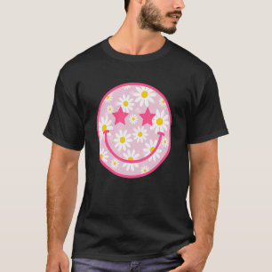 Camiseta Happy Face Daisy Flower Preppy Estética Trendy