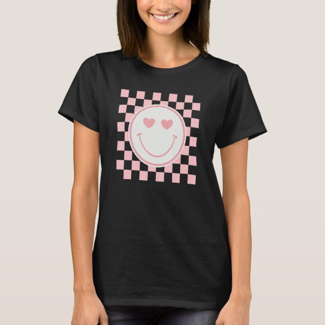 Camiseta Happy Face Retro Valentine Pareja Correspondiente  (Anverso)