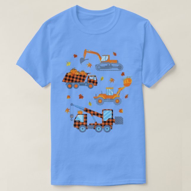 Camiseta Happy Fall Pumpkin Crane Truck Construction Toddle (Diseño del anverso)
