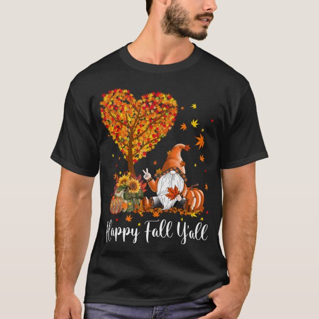 Camiseta Happy Fall Y`all - Acción de Gracias de Gnomes (Anverso)