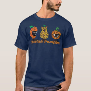 Camiseta Happy Fall Y'All Cheetah Pumpkin Face Leopard Wome