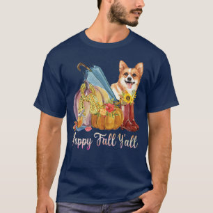 Camiseta Happy Fall Yall Corgi Dog Mom Pumpkin Fall Thanksg