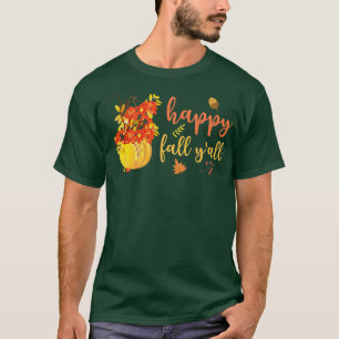 Camiseta Happy Fall Yall Cute Pumpkin Leaves Autumn Fall Se