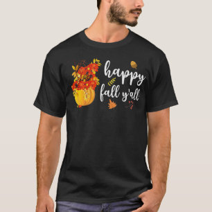 Camiseta Happy Fall Y'all Cute Pumpkin Leaves Otoño otoño S
