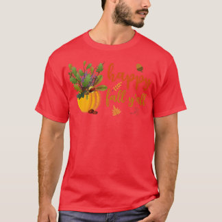 Camiseta Happy Fall Yall Cute Pumpkin Leaves Otoño otoño Se