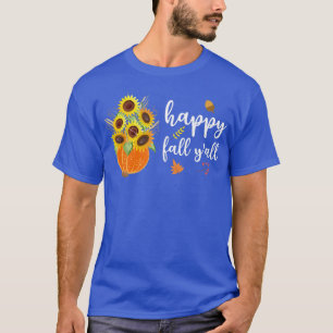 Camiseta Happy Fall Y'all Cute Sunflowers Pumpkin Autumn Fa