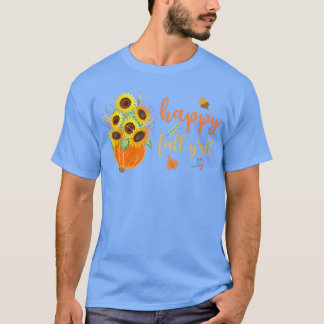 Camiseta Happy Fall Y'all Cute Sunflowers Pumpkin Autumn Fa