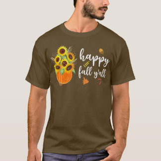 Camiseta Happy Fall Yall Cute Sunflowers Pumpkin Autumn Fal