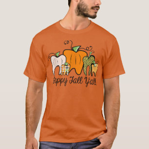 Camiseta Happy Fall Y'all Dental Pumpkin Leopard Fall Thank