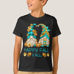 Camiseta Happy Fall Y'all Funny Leopard Pumpkin Autumn Gnom