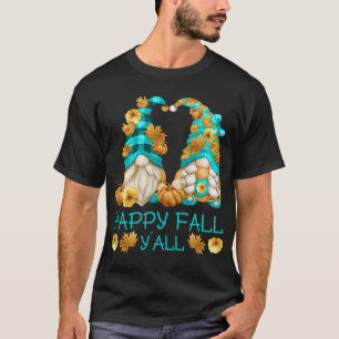 Camiseta Happy Fall Y'all Funny Leopard Pumpkin Autumn Gnom