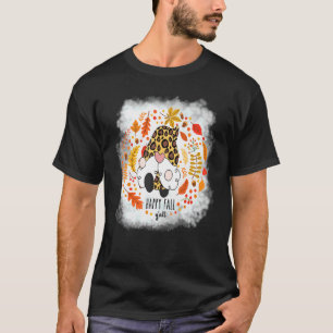 Camiseta Happy Fall Y'all Gnome Leopard Autumn Gnome