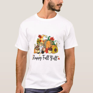 Camiseta Happy Fall Y'all Gnome Leopard Pumpkin Autumn Gnom