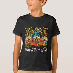 Camiseta Happy Fall Y'all Gnome Leopard Pumpkin Otoño