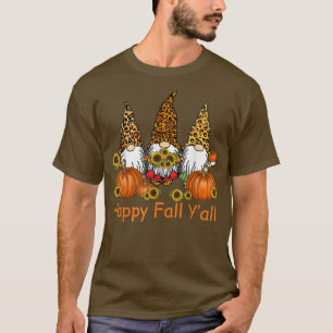 Camiseta Happy Fall Yall Gnome Leopard Pumpkin Otoño Gracia