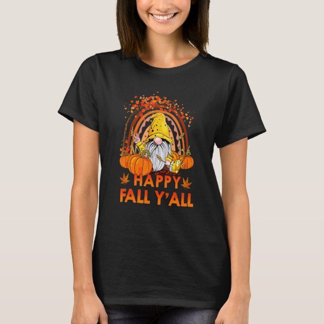 Camiseta Happy Fall Y'all Gnome Otumn Gnomes Pumpkin Spice (Anverso)