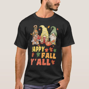 Camiseta Happy Fall Y'all Gnome Pumpkin Autumn Gnomes