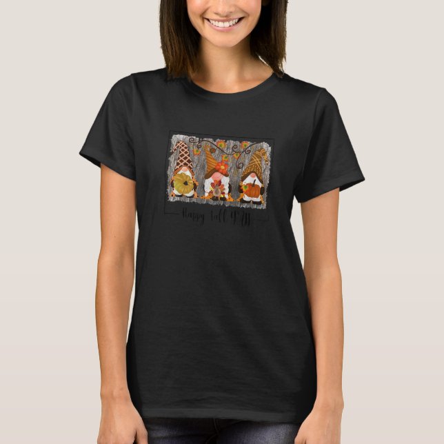 Camiseta Happy Fall Yall Gnomes Leopard  Autumn Fall Gnomes (Anverso)