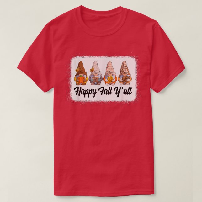 Camiseta Happy Fall Yall Gnomes Leopard pumpkin otoño que (Diseño del anverso)