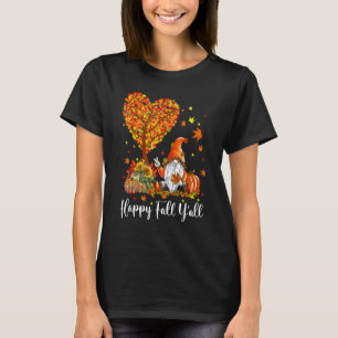 Camiseta Happy Fall Y'All Gnomes Pumpkin Autumn Vibes Graci