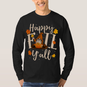 Camiseta Happy Fall Y'All Gnomes Pumpkin Autumn Vibes Graci