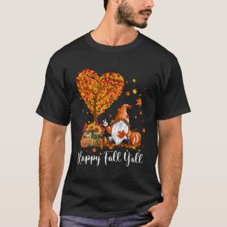 Camiseta Happy Fall Y'All Gnomes Pumpkin Autumn Vibes Graci