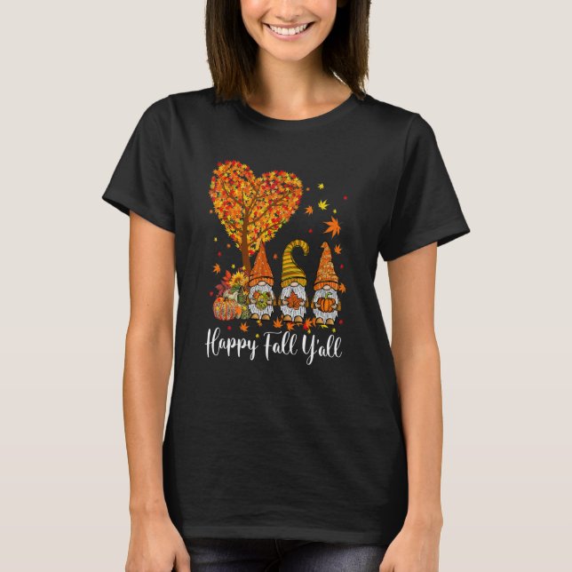 Camiseta Happy Fall Y'All Gnomes Pumpkin Autumn Vibes Graci (Anverso)