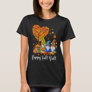 Camiseta Happy Fall Y'All Gnomes Pumpkin Autumn Vibes Graci