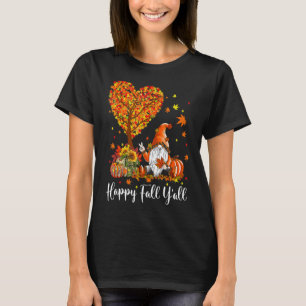 Camiseta Happy Fall Y'All Gnomes Pumpkin Autumn Vibes Graci