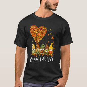 Camiseta Happy Fall Y'All Gnomes Pumpkin Autumn Vibes Graci