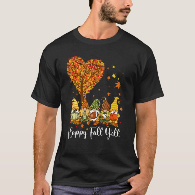 Camiseta Happy Fall Y'All Gnomes Pumpkin Autumn Vibes Graci (Anverso)