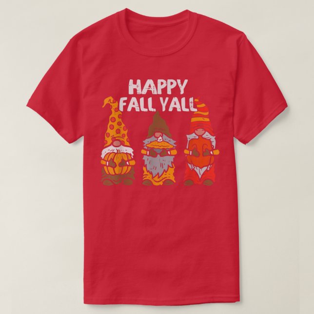 Camiseta Happy Fall Yall Gnomes Pumpkin Fall otoño Thanksg (Diseño del anverso)