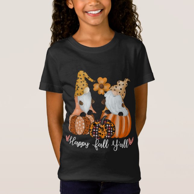 Camiseta Happy Fall Y'all Gnomes Pumpkin Truck Autumn Funny (Anverso)