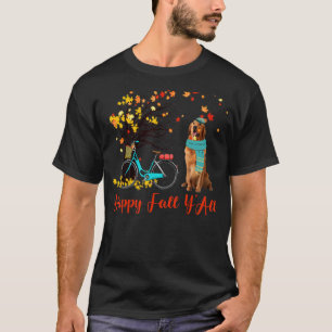 Camiseta Happy Fall Y'All Golden Retriever Dog Autumn Bicy