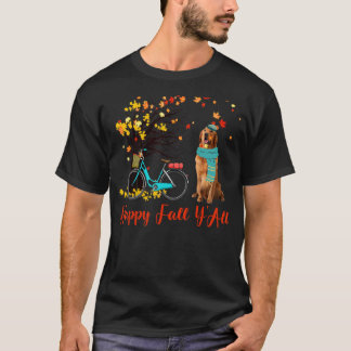 Camiseta Happy Fall Y'All Golden Retriever Dog Autumn Bicy