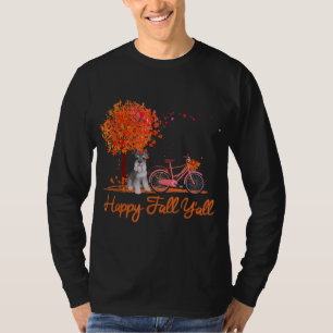 Camiseta Happy Fall Yall Gracioso Schnauzer Dog Autumn Bicy