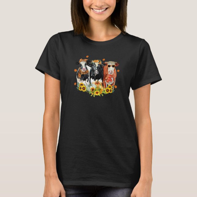 Camiseta Happy Fall Y'all Heifer Cow Pumpkin Autumn Farm An (Anverso)