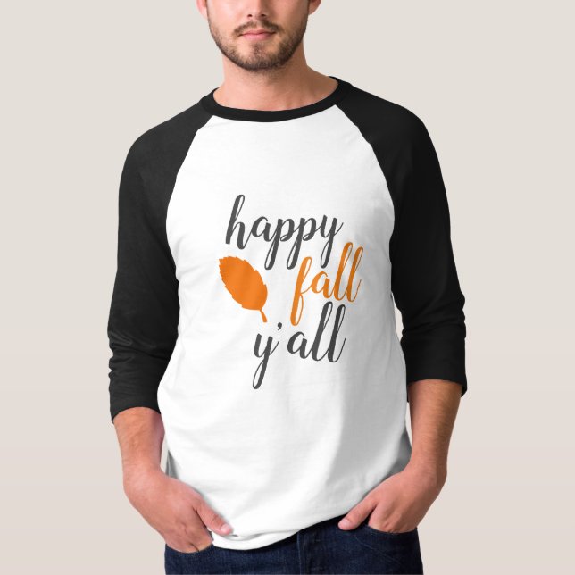 Camiseta Happy Fall Y'all Mens Raglan (Anverso)
