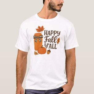 Camiseta Happy Fall Y'all Otoño Mason Jar Design