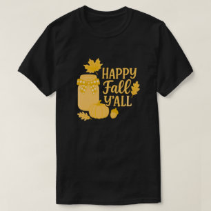 Camiseta Happy Fall Y'all Otoño Mason Jar Design