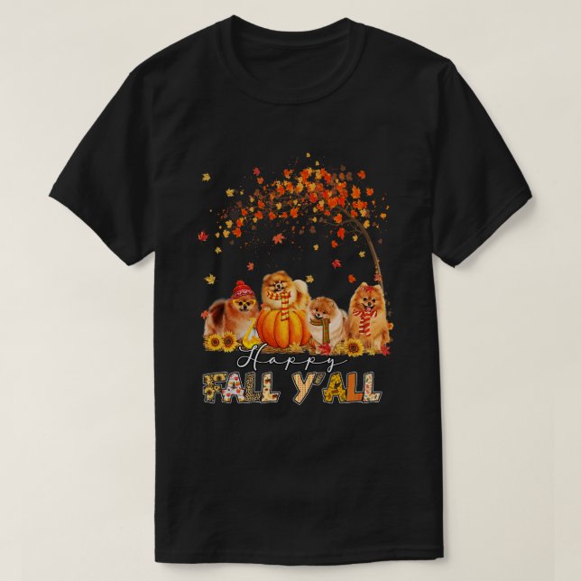 Camiseta Happy Fall Yall Pomeranian Autumanian Lover Pumpki (Diseño del anverso)