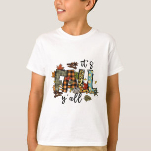 Camiseta Happy Fall Y'all Pumpkin Leopard its Fall Yall Wom