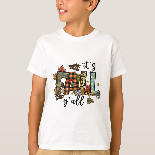 Camiseta Happy Fall Y'all Pumpkin Leopard its Fall Yall Wom (Anverso)